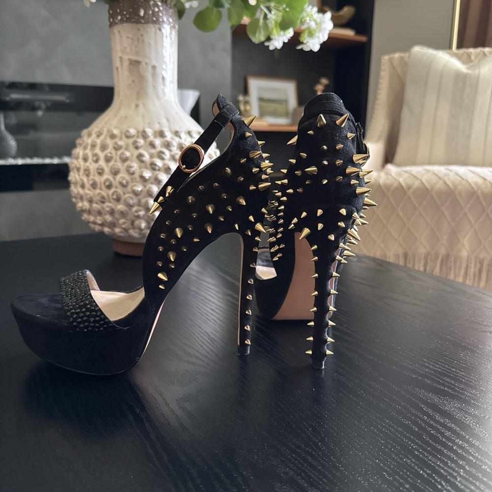 Zara Black and Gold Spiked Heels